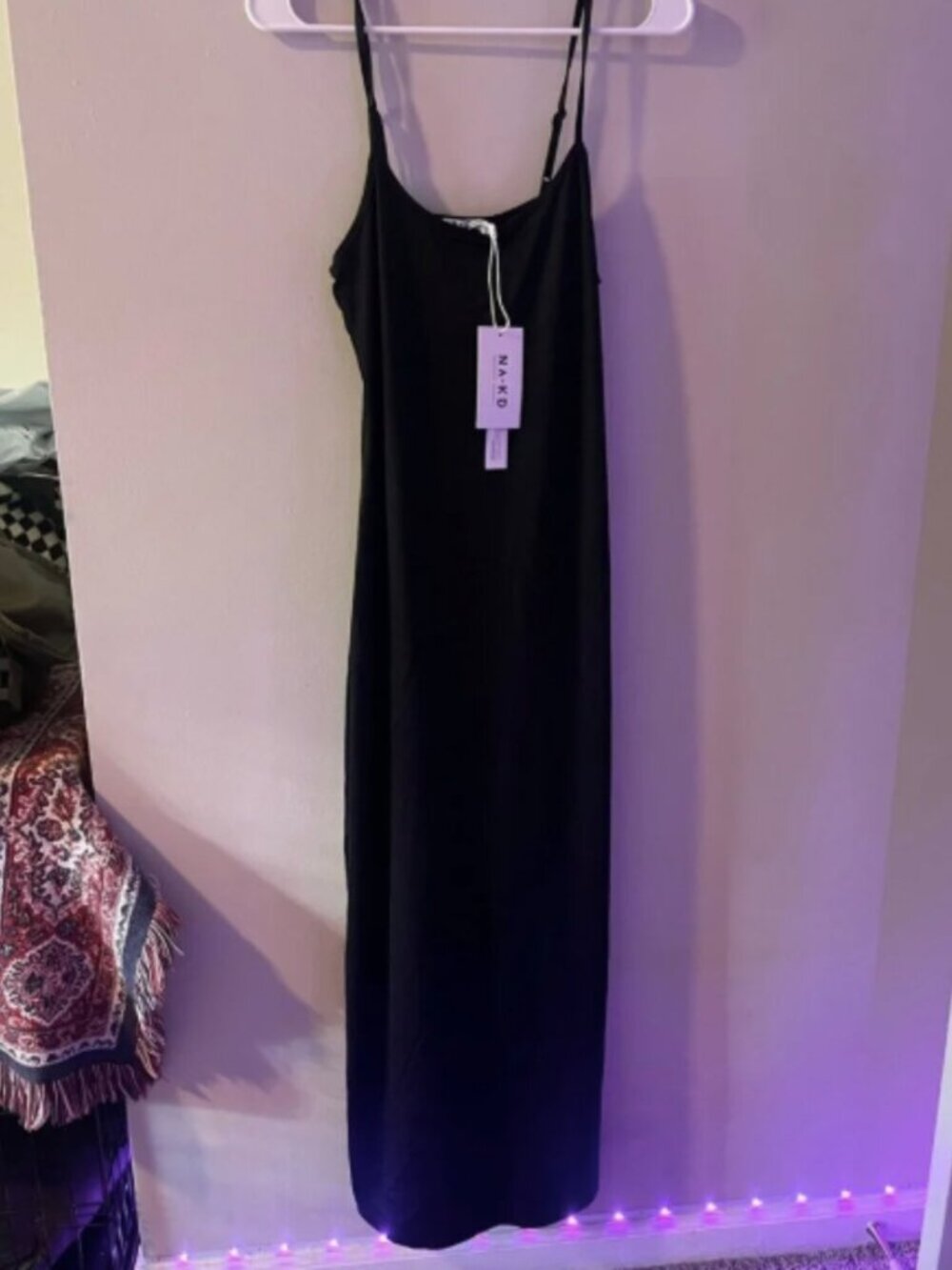 Black Sleeveless Spaghetti Strap Slip Maxi Dress